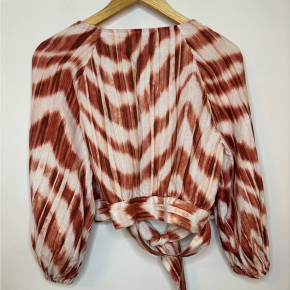 Banana Republic Linen Puff Sleeve StripeDyed Wrap Top - Picture 5 of 9